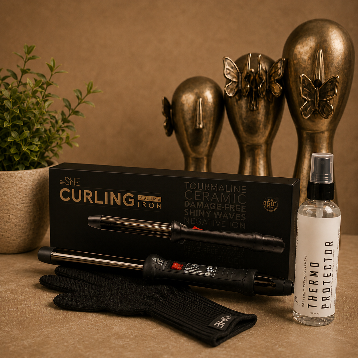 SHE CURLING IRON + PROTECTOR TÉRMICO